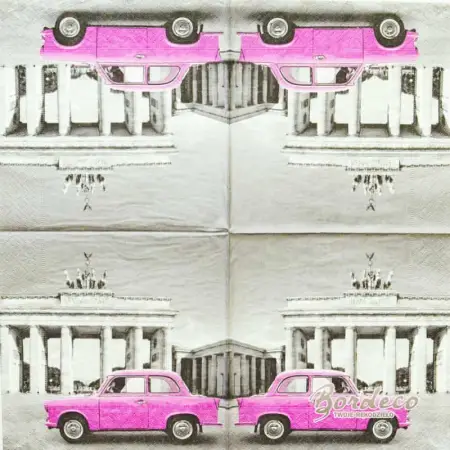 Serwetka do decoupage różowy trabant w Berlinie Paper+Design Unikat